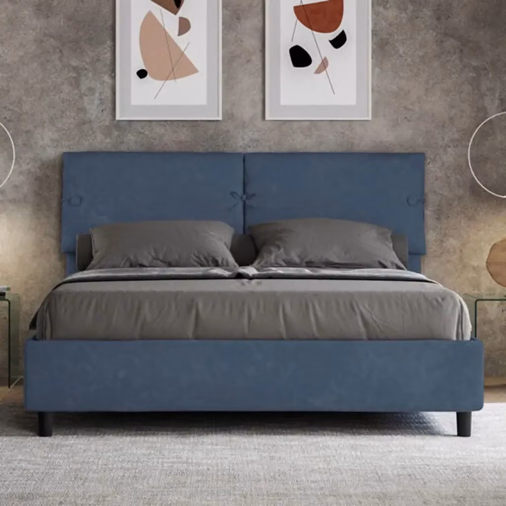 Letto matrimoniale contenitore Sleeper imbottito in microfibra blu L/P: 160 x 200 cm – 2