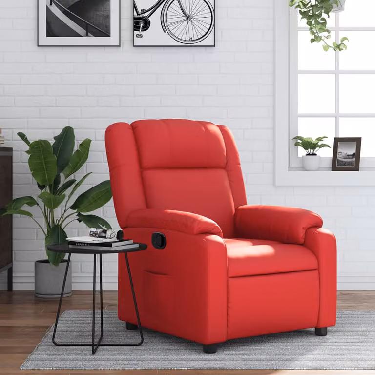 Poltrona Reclinabile Relax Moderna vidaXL in Similpelle Rossa con Braccioli