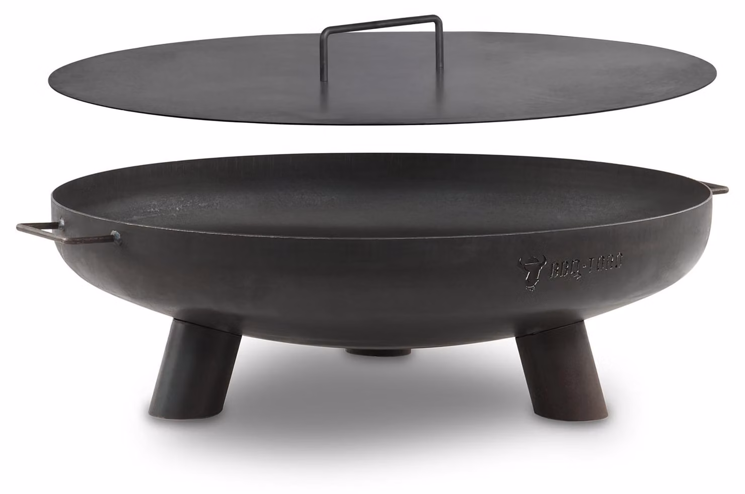 Braciere rotondo - Diametro 70 cm, con coperchio - Acciaio legato - Nero - Per giardino e terrazzo - Braciere da esterno