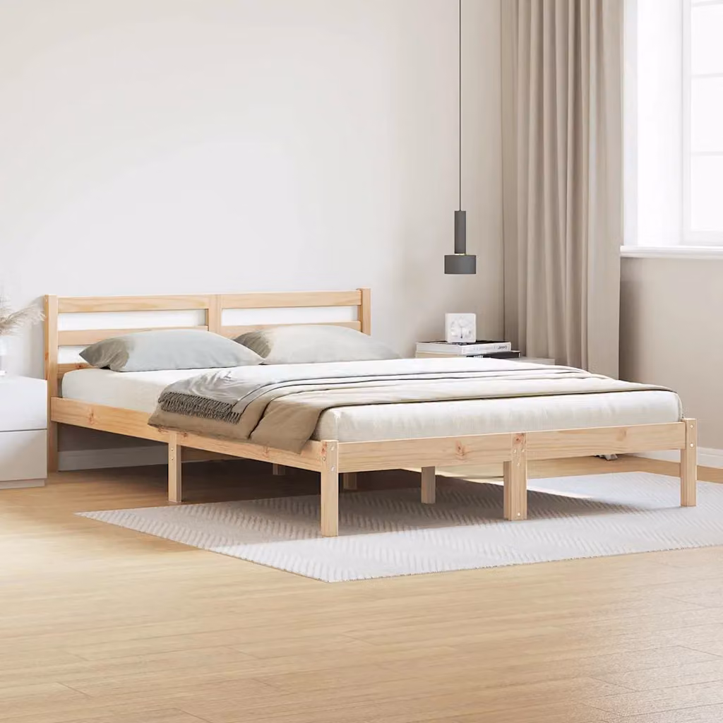 Struttura del letto moderna vidaXL in legno di pino marrone L/P/H: 215,5 x 165,5 x 69,5 cm