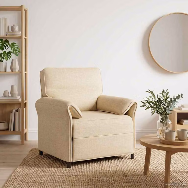 Divano singolo vidaXL moderno in tessuto beige con struttura in metallo L 88 cm x P 83 cm x H 95 cm