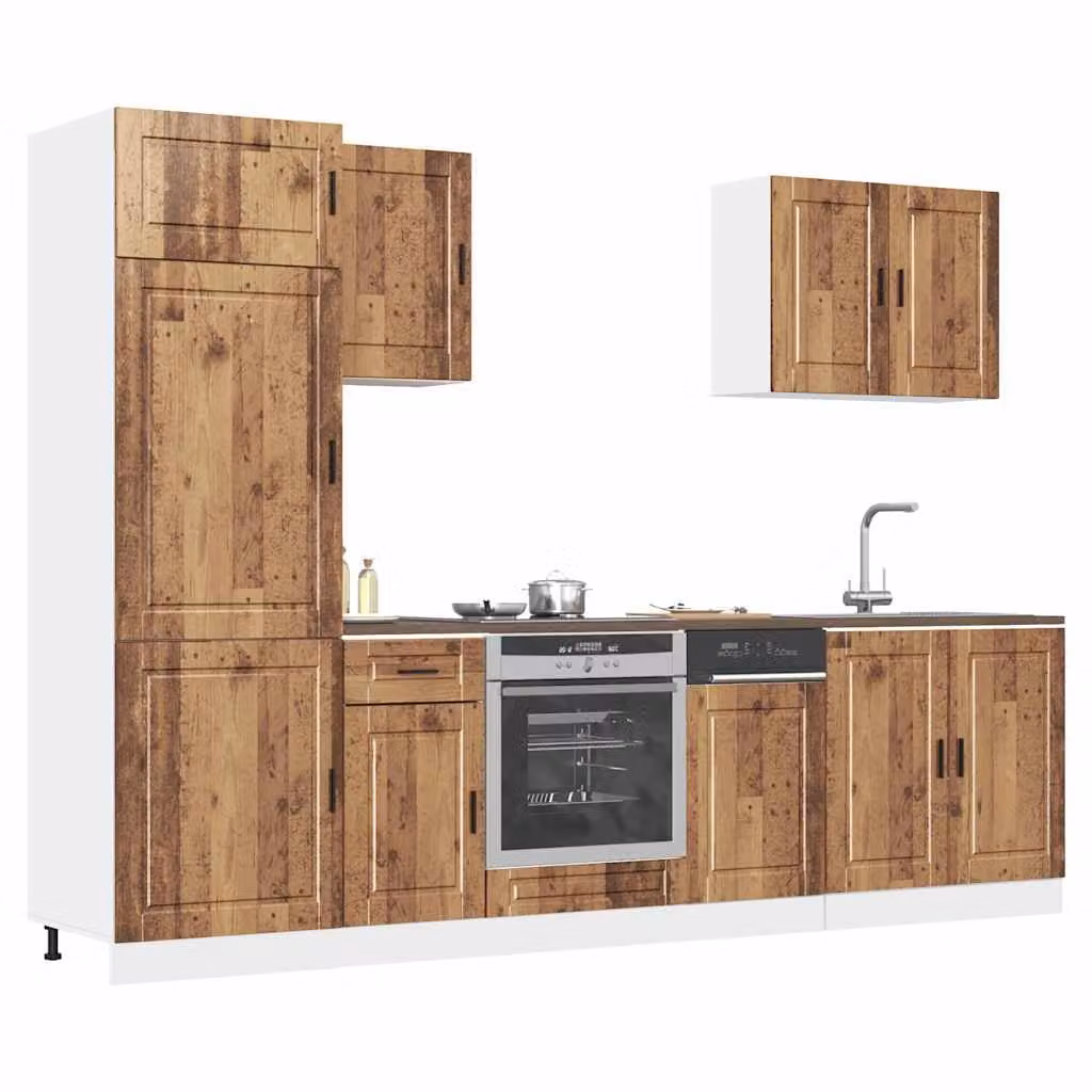 Set di mobili da cucina vidaXL in 7 pezzi stile rustico color marrone in MDF e legno
