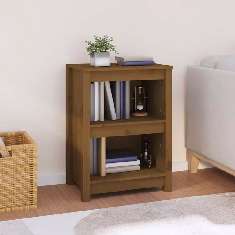 Libreria moderna vidaXL in legno massello di pino marrone opaco L: 50 cm, P: 35 cm, H: 68 cm