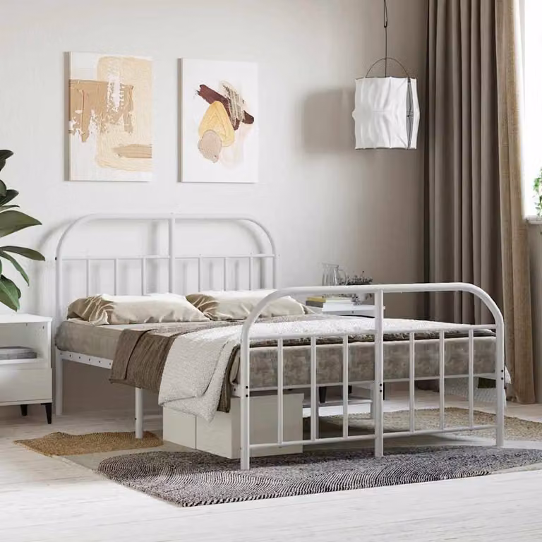 vidaXL Giroletto in metallo bianco con testiera e pediera L/P: 120 x 200 cm