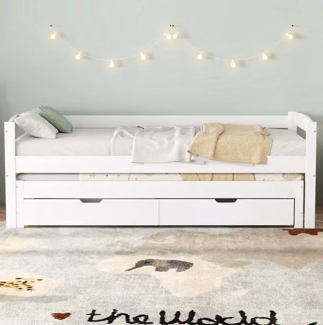 Letto singolo trasformabile in matrimoniale con cassetti