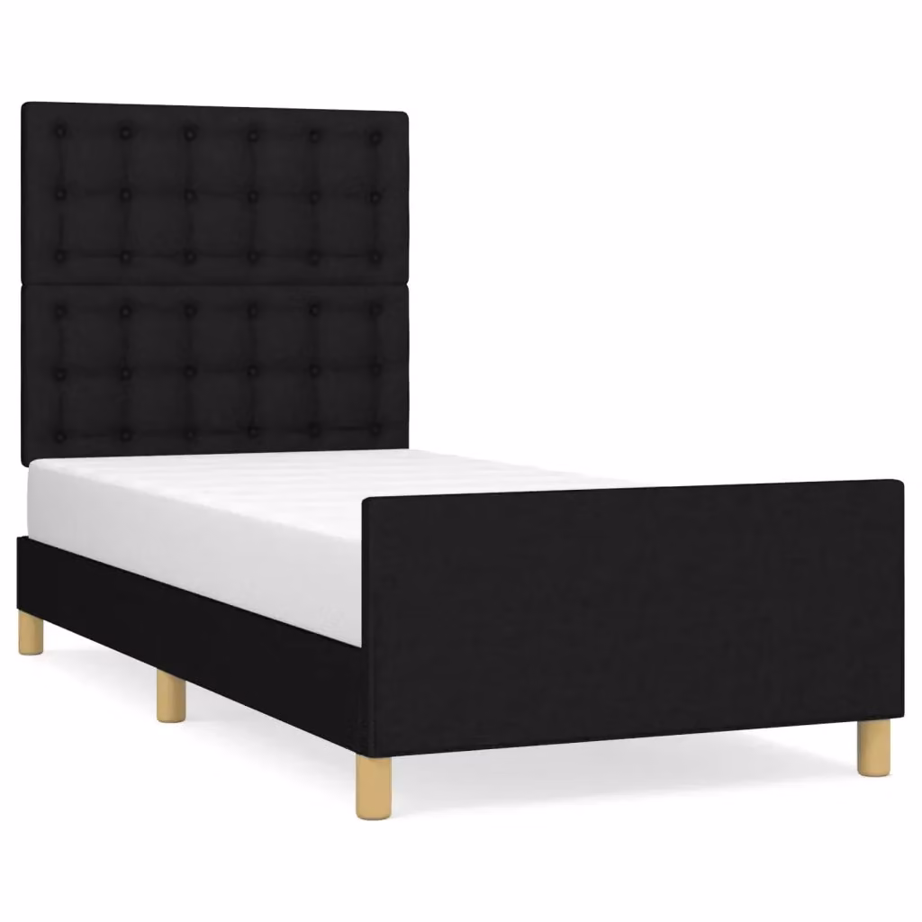 Letto con testiera imbottita vidaXL in tessuto nero 90x200 cm – 2