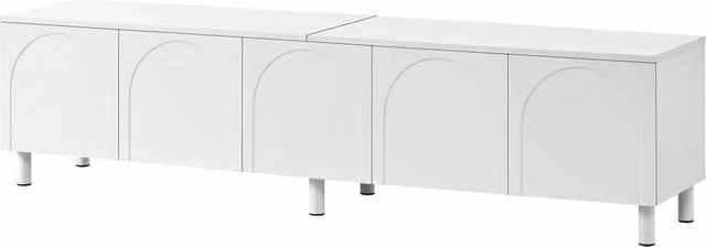 Mobile TV Chicfurn moderno con 5 ante e passacavi, bianco, L 180 x P 38 x H 45 cm