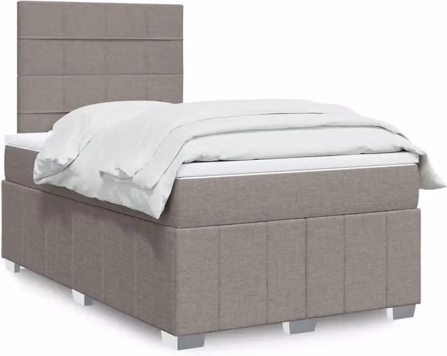 Letto con Giroletto a Molle e Materasso Ibrido vidaXL in Tessuto Beige e Grigio L/P/H: 120 x 190 x 150,5 cm