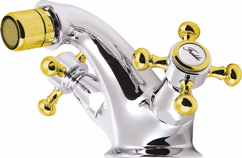 Sapho Reitano Rubinetteria Antea - Miscelatore per bidet a parete con scarico, cromo/oro 3182