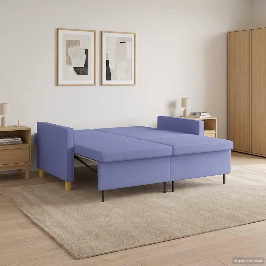 vidaXL Divano Letto Estraibile Moderno in Tessuto Blu Jeans