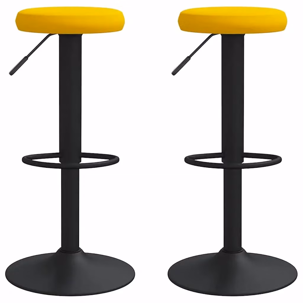 Set di 2 sgabelli da bar vidaXL in velluto giallo con seduta girevole a 360 gradi – 2
