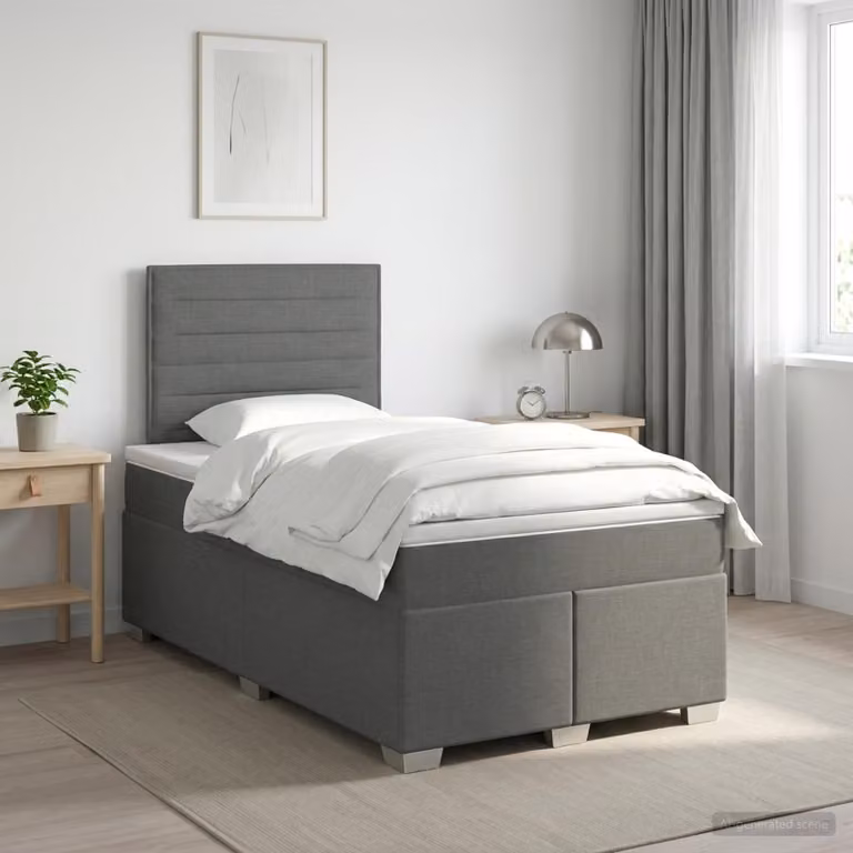 Letto box spring con materasso vidaXL in tessuto Grigio e Bianco L/P: 120 x 200 cm