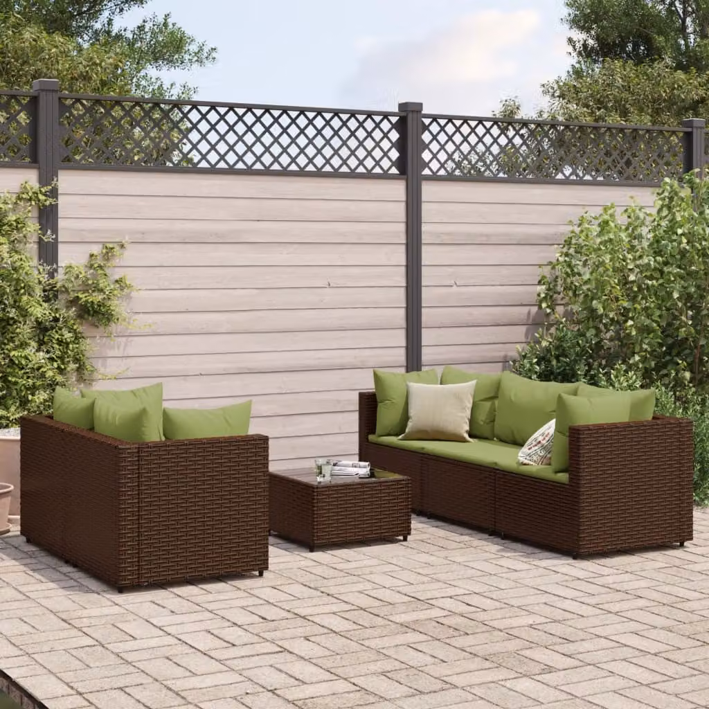Maison Exclusive - Set da giardino 6 pezzi con cuscini Marrone Poly Rattan