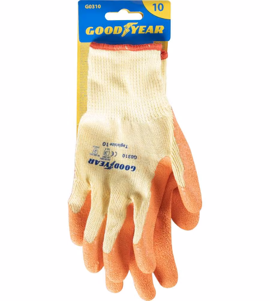 Guanti in cotone e lattice mod.G0310 taglia 10 bianco/arancione Lavoro