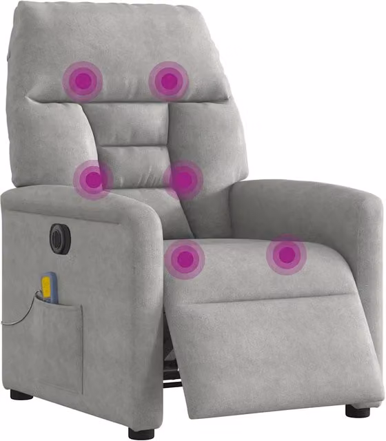 Poltrona Reclinante Massaggi Elettrica Grigio Chiaro Microfibra 3303081