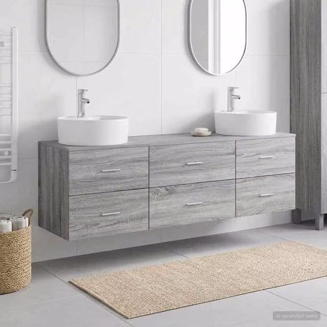 Set di Armadi da Bagno 3 pz Sonoma grigio 161,5 x 44,5 x 82 cm 3405872