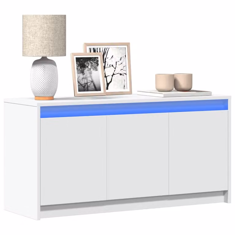 vidaXL Mobile Porta TV Moderno Bianco con Illuminazione LED Integrata e Ruote L/P/H: 100 x 34 x 50 cm