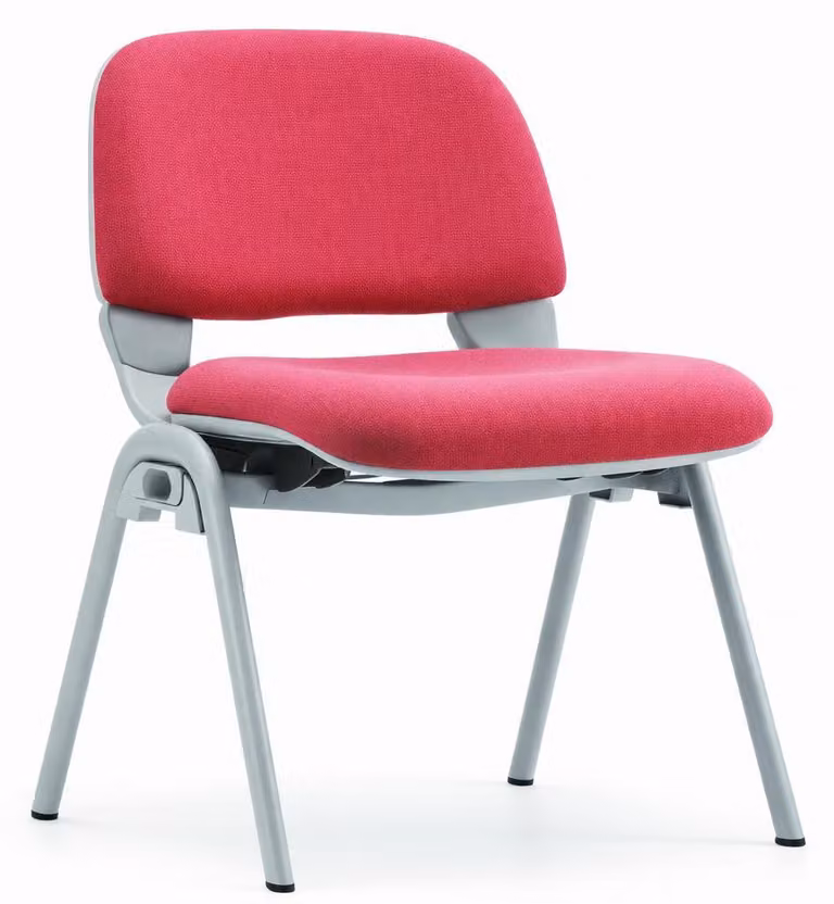 Sedia per seminari con seduta rossa e schienale ergonomico