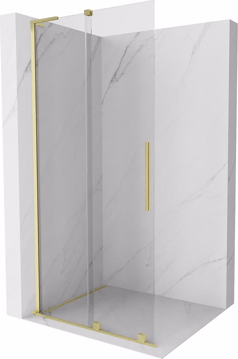 Mexen Velar L parete doccia scorrevole Walk-in 110 x 200 cm, trasparente 8 mm, oro spazzolato - 871-110-003-03-55