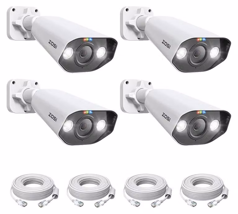 Telecamera di sicurezza, alta risoluzione 5MP, audio bidirezionale, confezione da 4 telecamere 5MP
