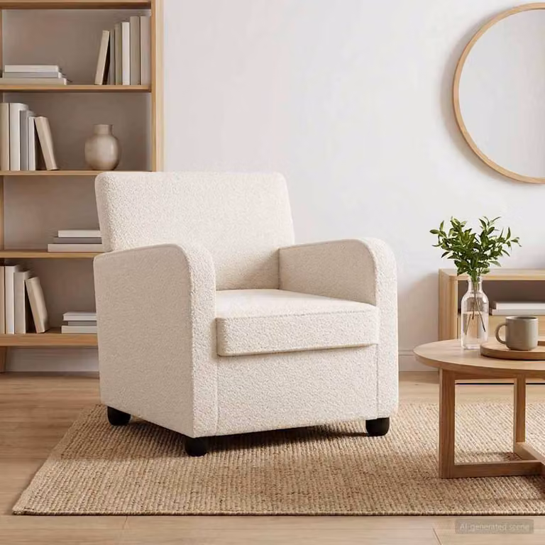 Poltrona moderna vidaXL in pelliccia sintetica di agnello color crema e bianco con braccioli