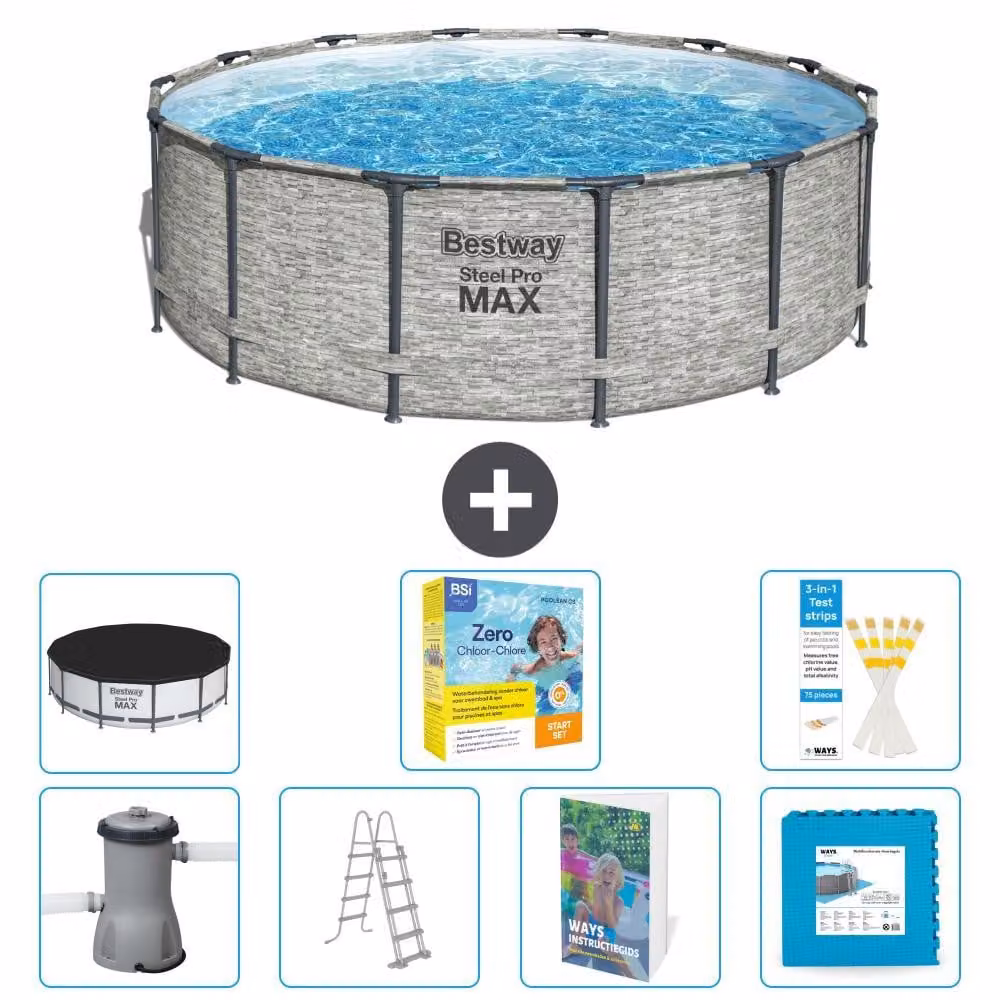 Piscina gonfiabile Bestway Steel Pro MAX, rotonda, 427x122 cm, composta da 6 parti, modello S566