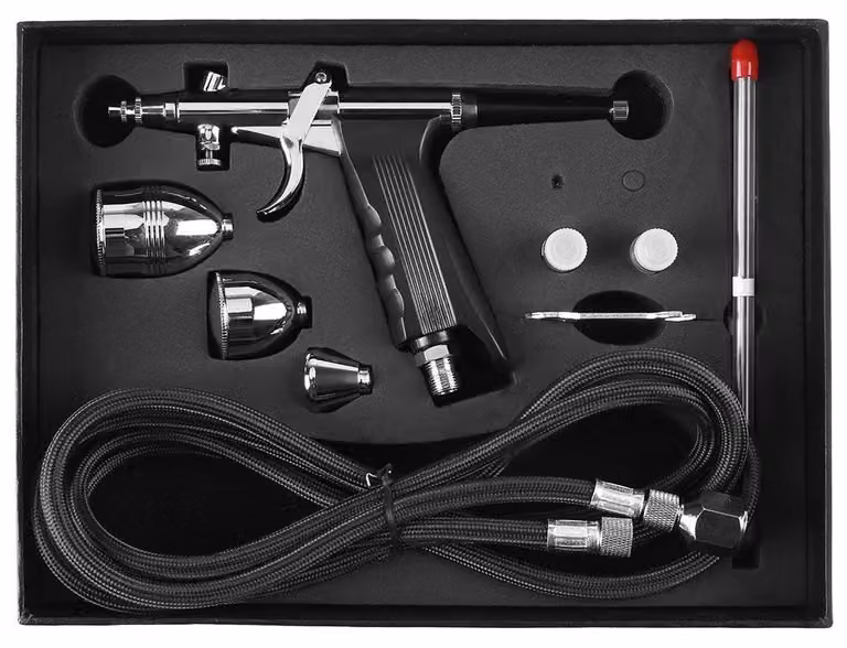 Kit per aerografo, pistola a gravità, ugelli da 0,3/0,5/0,8 mm, 3 contenitori