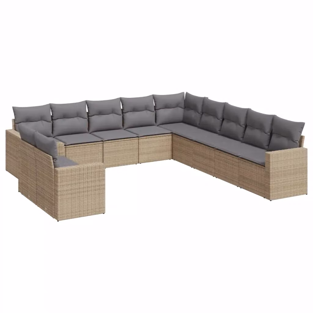 Set di Divani da Giardino VIDAXL in Polyrattan con Cuscini Beige, 11 Pezzi, Design Moderno a L – 2
