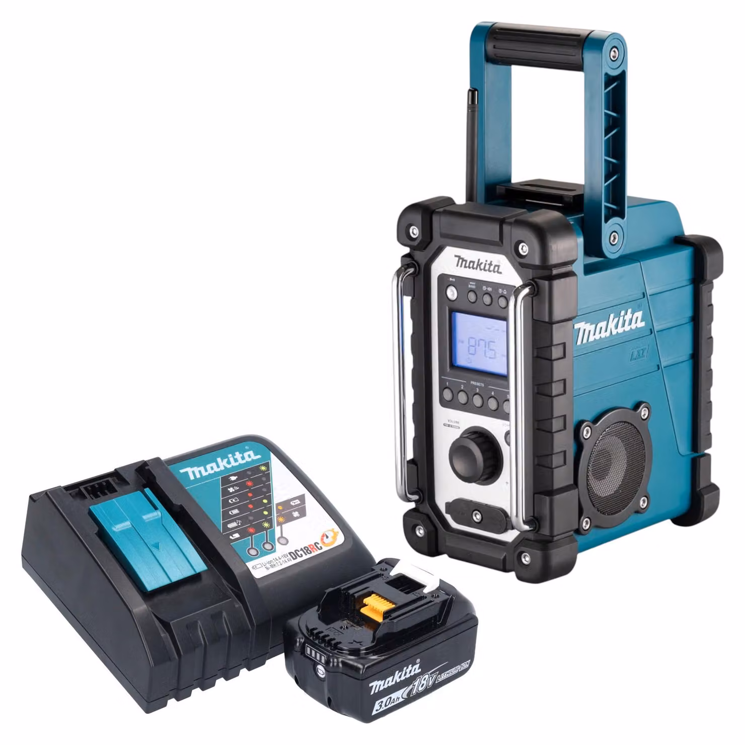 Radio da cantiere a batteria Makita DMR 116 RF1 14,4 - 18 V AM FM AUX + 1x batteria ricaricabile 3,0 Ah + caricatore