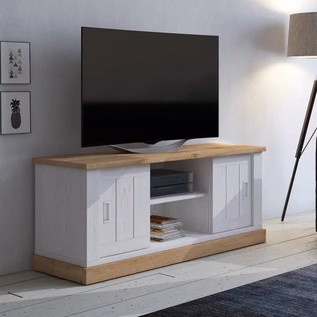 Mobile porta TV Mesola DMORA con un ripiano, Bianco Rovere, L: 45 cm, P: 46 cm, H: 60 cm