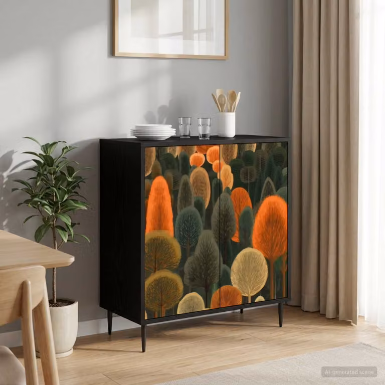 Credenza moderna vidaXL ZAANDAM in rovere nero opaco L: 69 cm, P: 33 cm, H: 76 cm