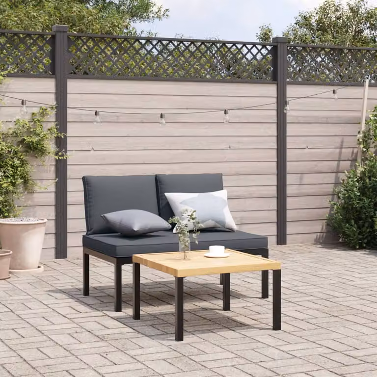 vidaXL Panca da Giardino Moderna in Metallo con Cuscini in Tessuto, Colore Antracite/Nero