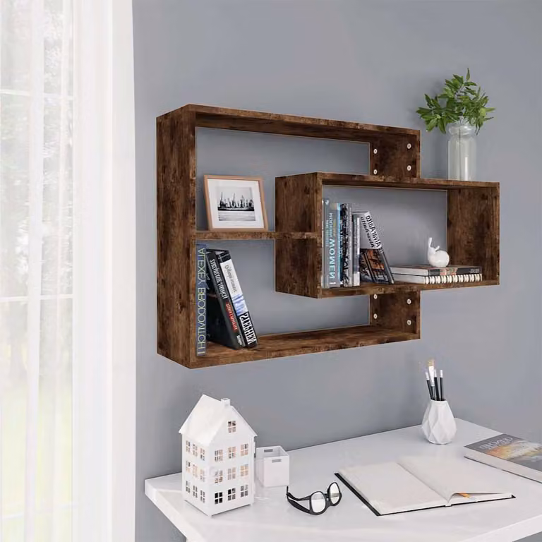 vidaXL Mensola a Muro in Legno Multistrato Rovere Fumo, L 104 cm x P 20 cm x H 58,5 cm