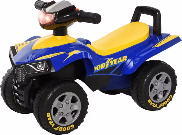 Quad per bambini Aosom con vano contenitore, musica e luci, licenza Goodyear, blu – 1
