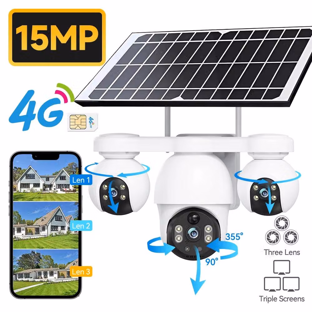 Telecamera IP, alimentata a energia solare, visione notturna, telecamera 4G