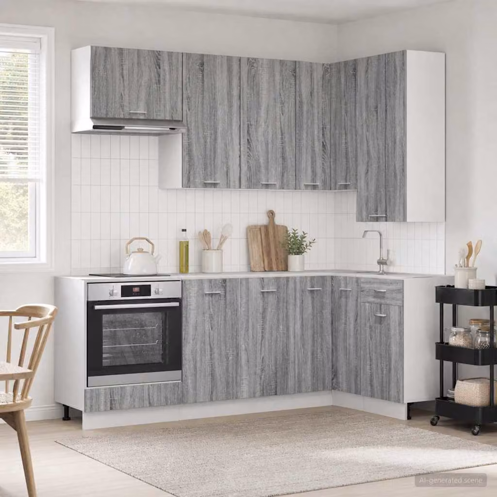 Unità cucina moderna vidaXL LYON composta da 8 pezzi in legno ingegnerizzato grigio opaco