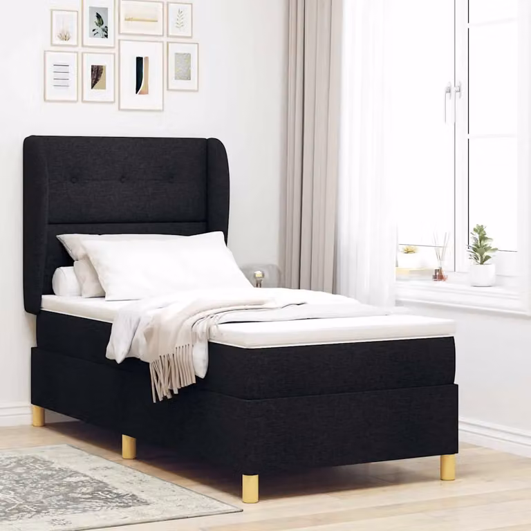 Letto ibrido con testiera vidaXL in tessuto nero L 90 cm x P 200 cm
