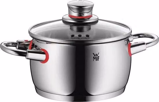 Pentola 16 cm con Coperchio in Vetro - Induzione, Acciaio Inox, 2 Litri