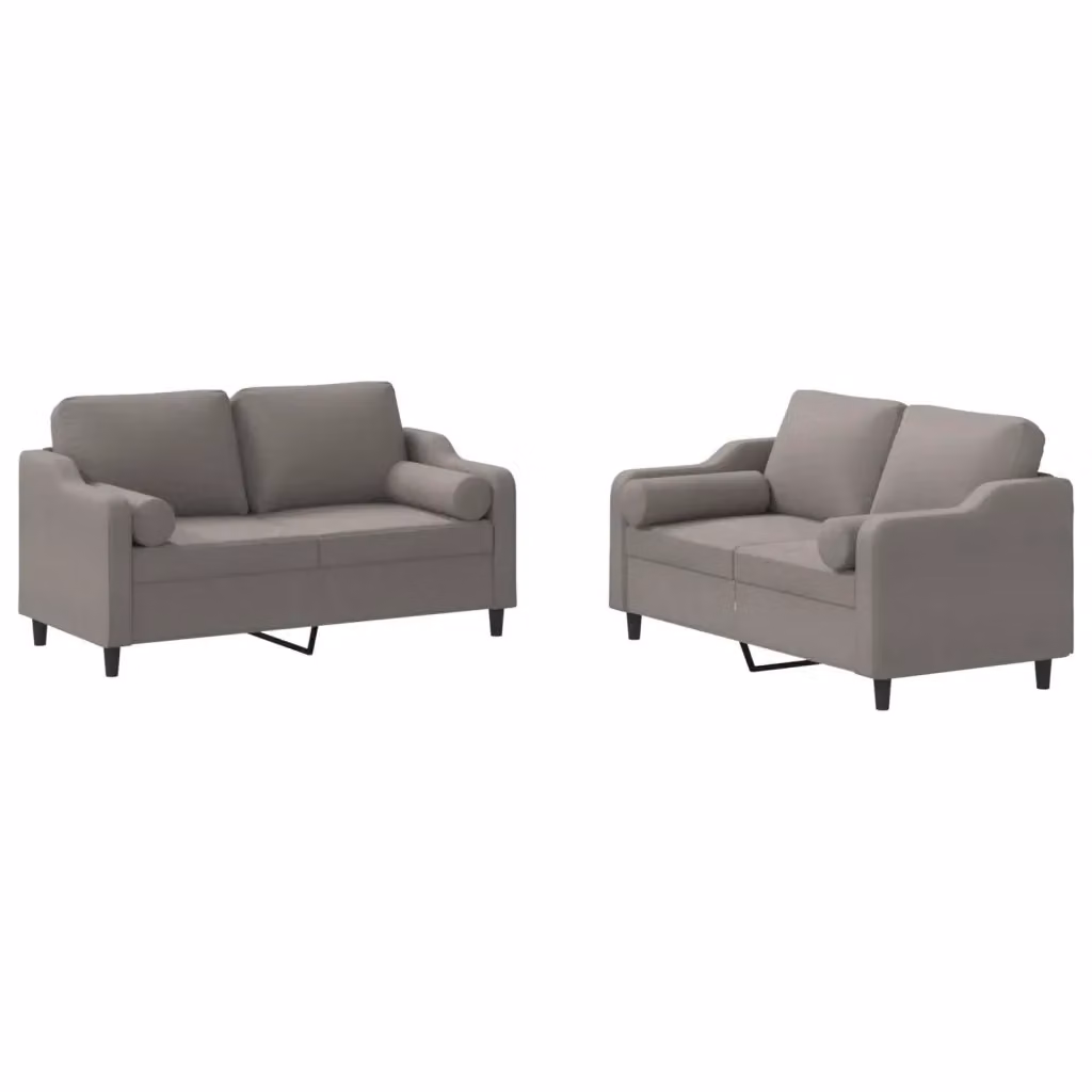 Set di 2 divani vidaXL in tessuto beige e grigio con cuscini per soggiorno in stile moderno – 2