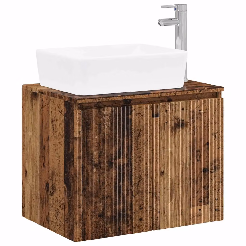 Set di mobili per il bagno vidaXL in legno color marrone con ante a battente e design moderno, sospeso, L: 62,5 cm, P: 26,75 cm, H: 44,5 cm – 2
