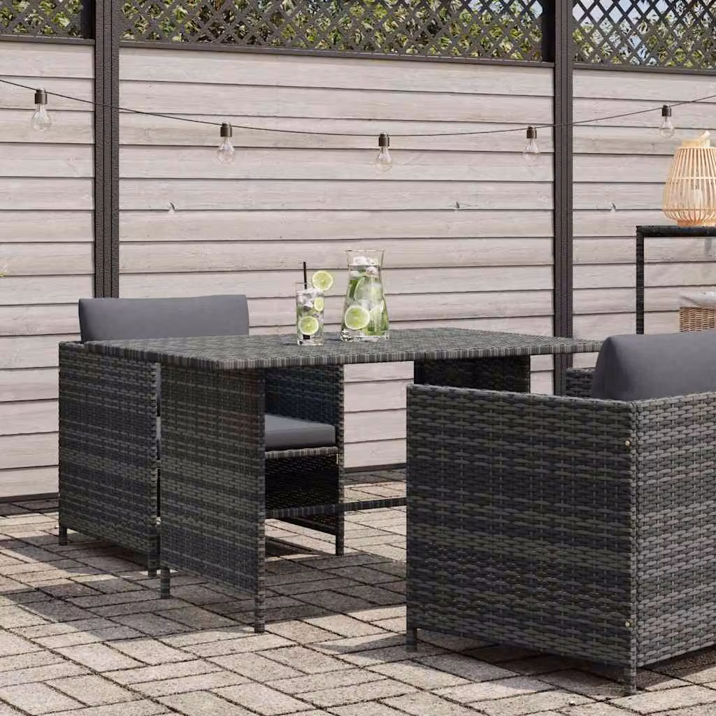 vidaXL Tavolo da Pranzo da Giardino Grigio 110x70x65 cm in Polyrattan