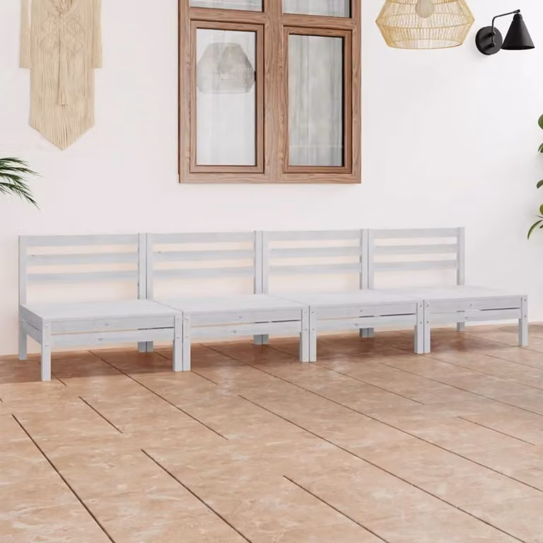 Maison Exclusive - Set Divani da Giardino 4 pz Bianco in Legno Massello di Pino