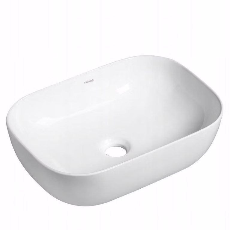 Lavabo rettangolare in Vetroceramica da appoggio su piano lavabo, bianco, 46 x 33 cm