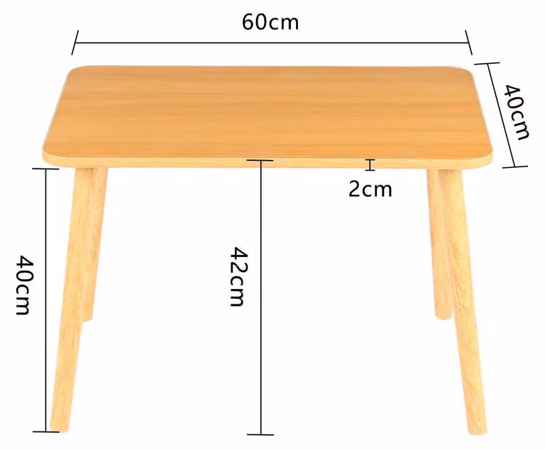 Tatami - Tavolino da salotto - 60 x 40 x 40 cm - Rettangolare - Legno - Design moderno - Senza vano portaoggetti - Senza rotelle - Giallo