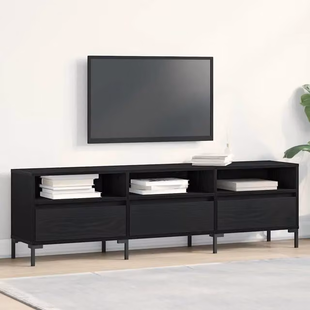 Mobile TV-Credenza per TV-Console TV Rovere Nero 150 x 30 x 44,5 cm Legno multistrato 589517