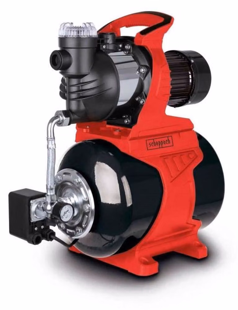 Scheppach per l'acquedotto domestico HWW1400 | motore da 1300 W | pressione massima 4,8 bar | fino a 6000 L/h | volume 24 L | prevalenza massima 48 m | prevalenza massima 8 m