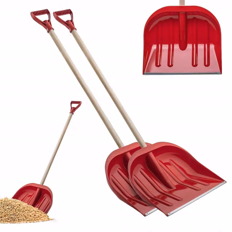 Pala da neve in plastica - Manico a D - Lama 45 cm - Manico in legno - Rosso