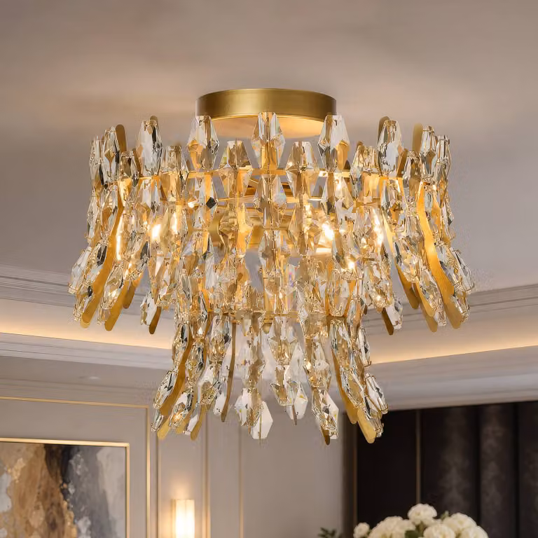 Searchlight Plafoniera soffitto Monarch, dimmerabile, Ottone / Oro, Soggiorno / Sala da pranzo, Metallo, Plafoniera