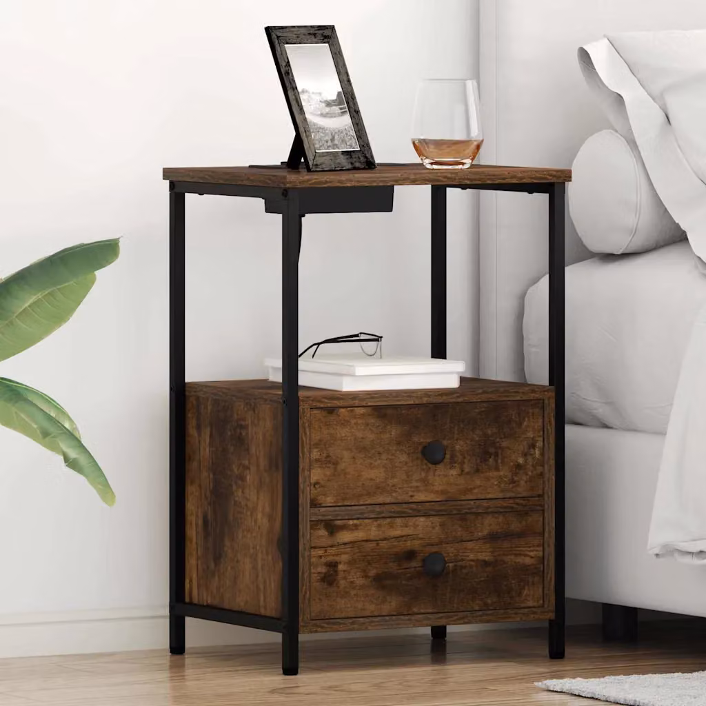 Armadio da notte vidaXL in stile rustico color marrone, L 40 cm x P 31 cm x H 60 cm