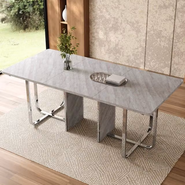 Tavolo da pranzo 180x80x75 cm per 6-8 persone in MDF e metallo; grigio